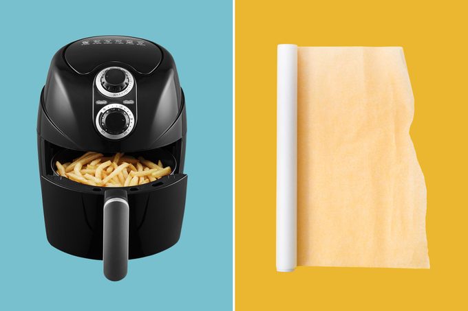 Air Fryer with Parchment Paper side by side