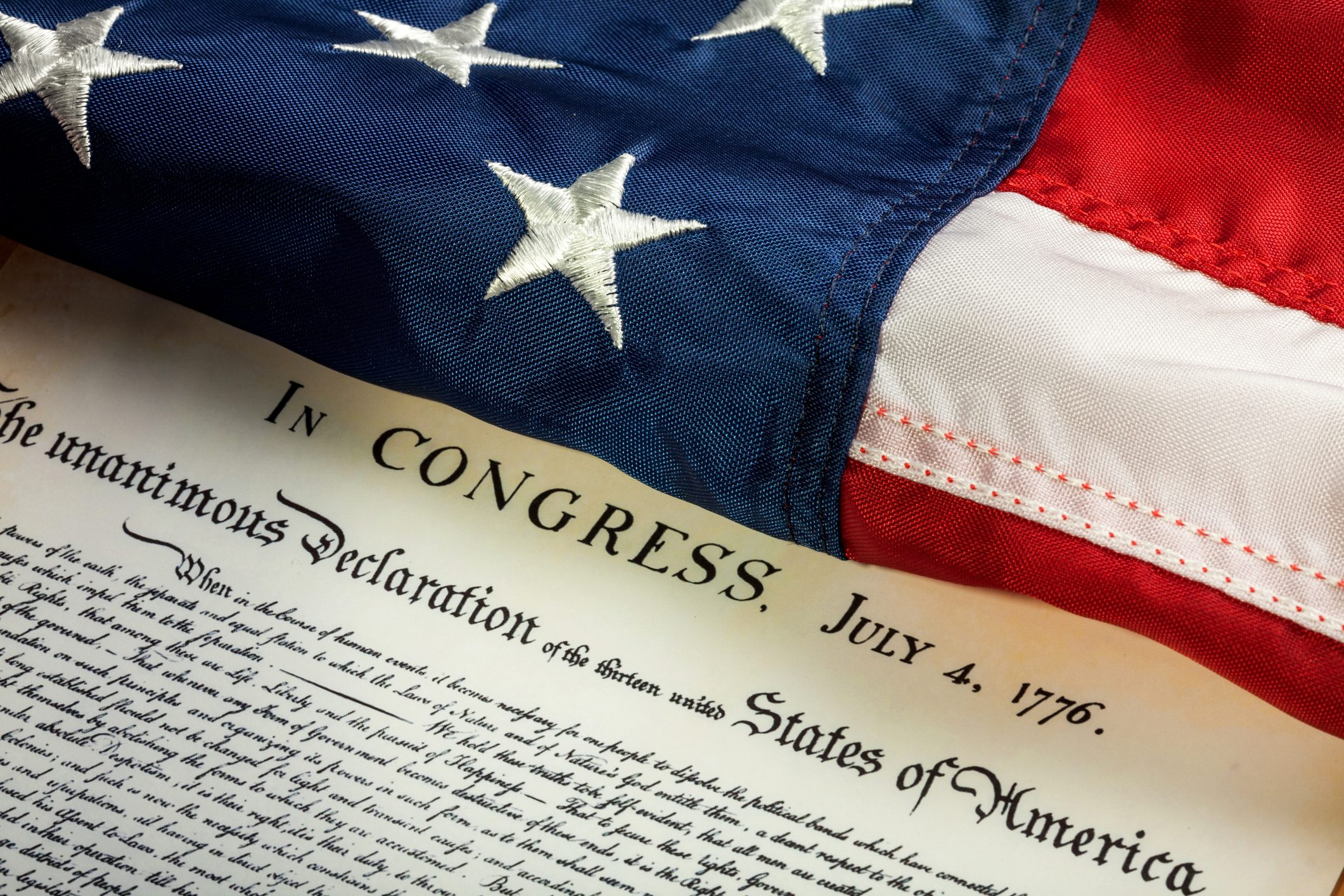 Old American Documents on American Flag