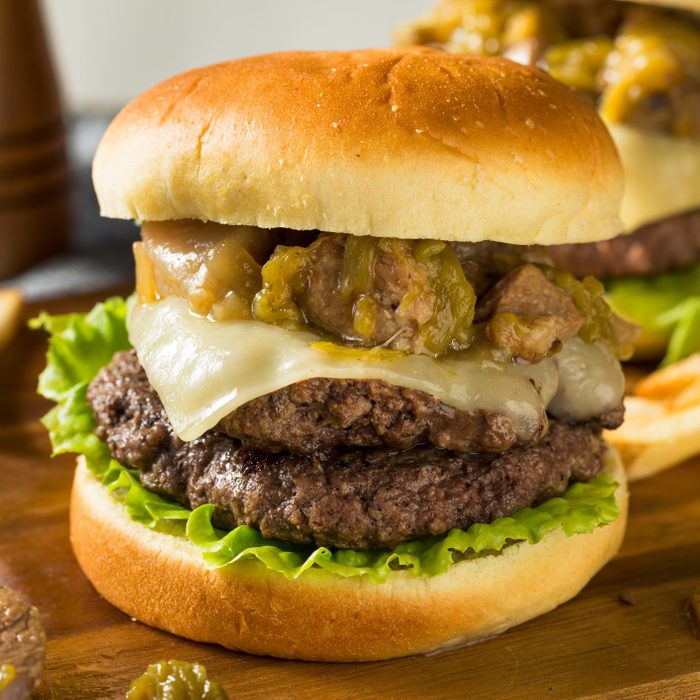 Homemade Green Chili Hamburger