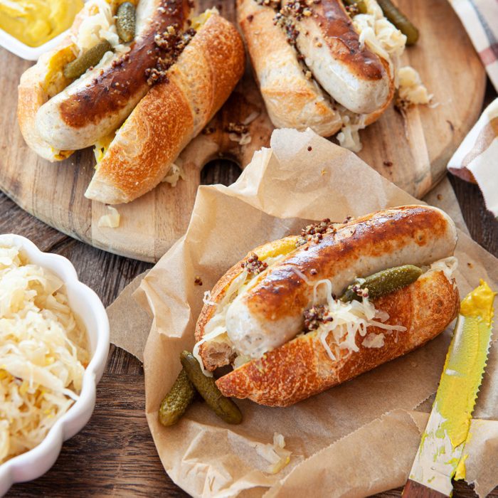Beer brat sausage with sauerkraut
