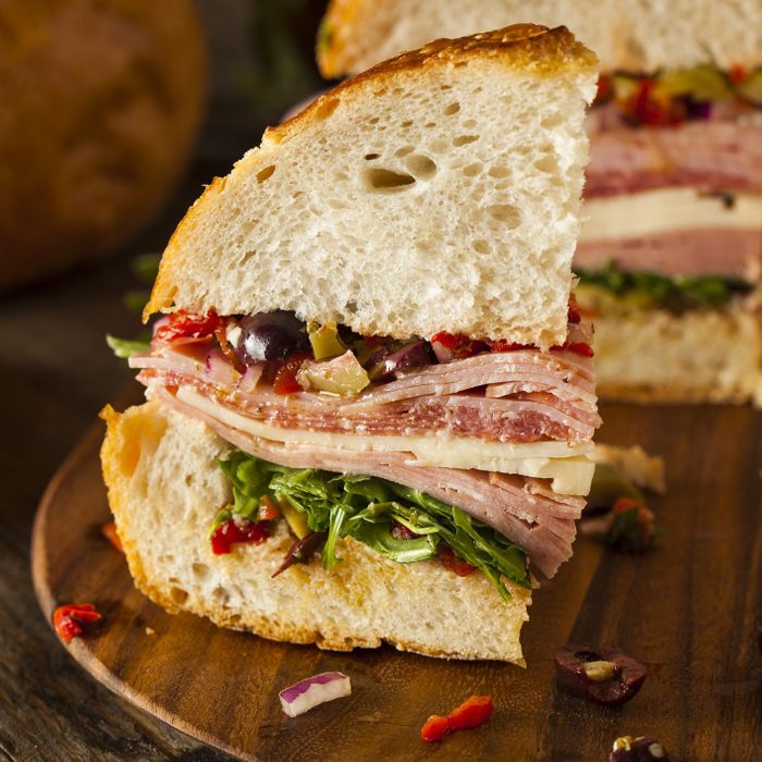 Cajun Muffaletta Sandwich with Meat and Cheese