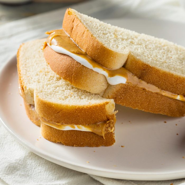 Homemade Fluffernutter Marshmallow Peanut Butter Sandwich