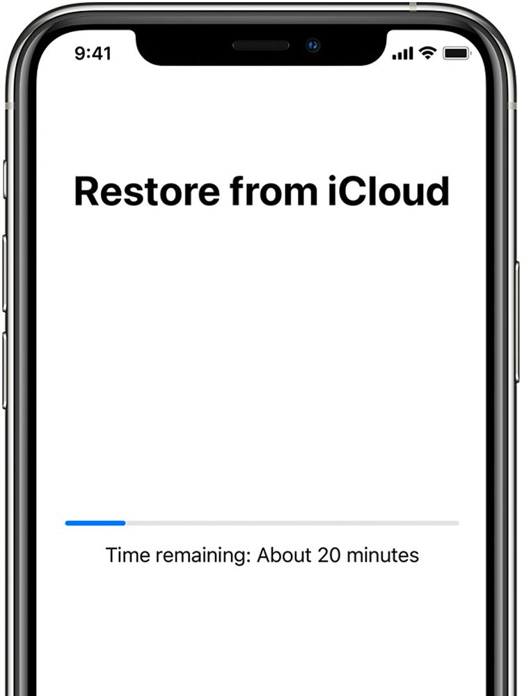 Restore from iCloud screen on an iPhone