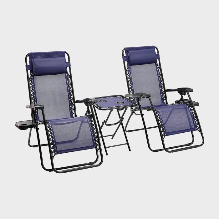 Amazon Basics Textilene Outdoor Adjustable Zero Gravity Folding Reclining Lounge Chair With Side Table And Pillow Ecomm Amazon.com