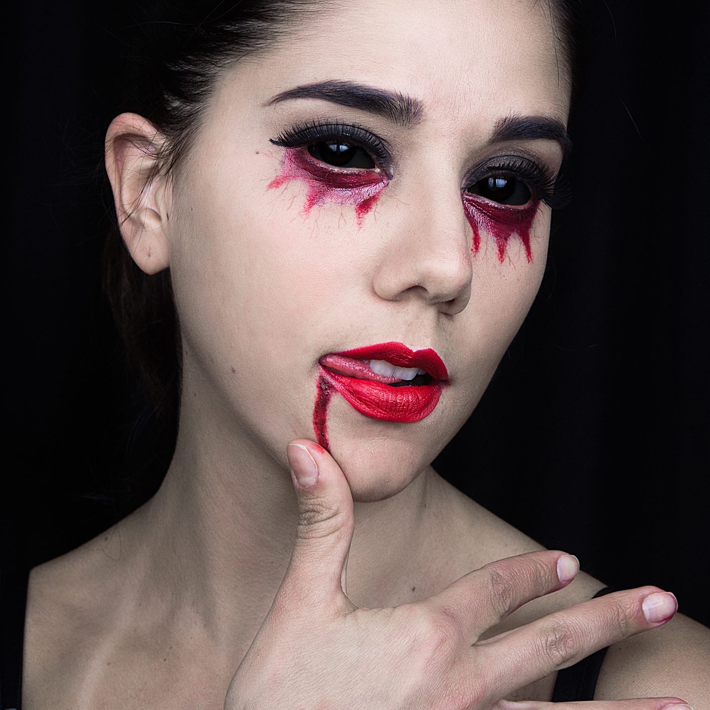 Close-Up Of Beautiful Woman Wearing Halloween Make-Up