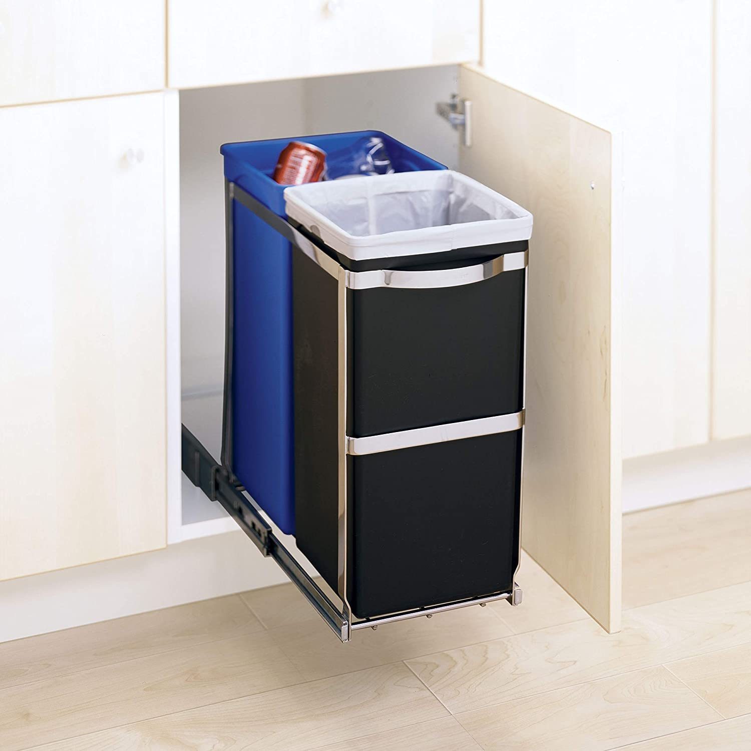 Simplehuman Dual Compartment Pull Out Recycling Bin And Trash Can Ecomm Via Amazo.com