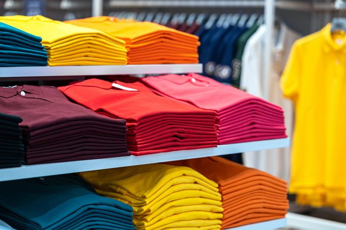 T-shirt on rack in retail store