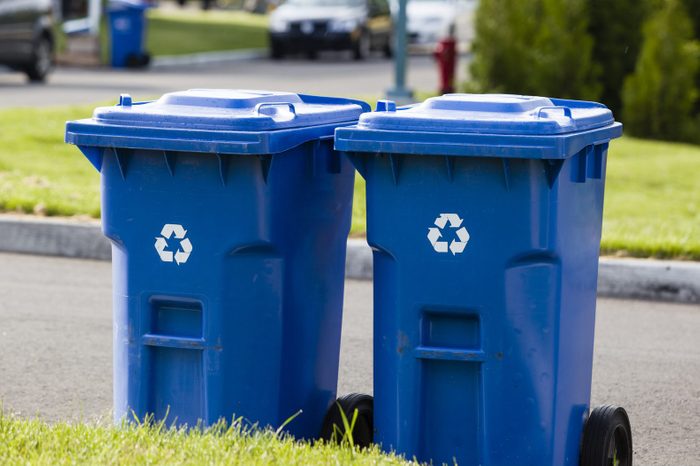 Recycle bin in front of the street