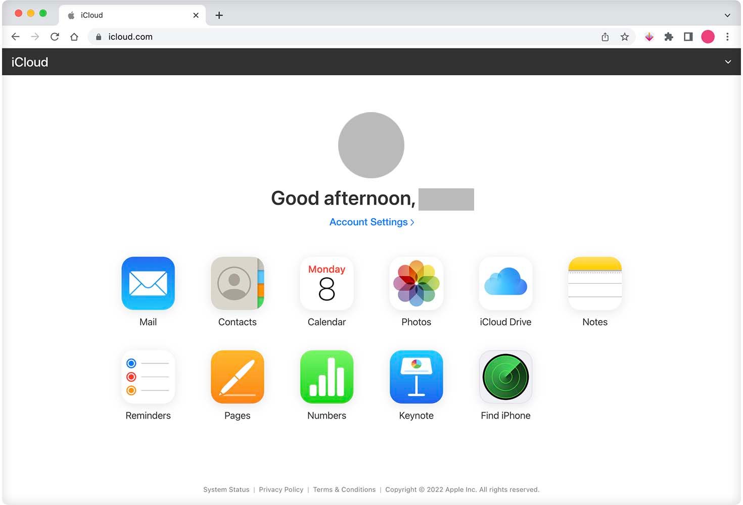 iCloud dashboard