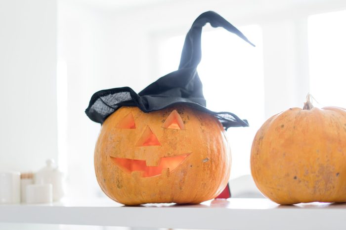 Pumpkin with witch hat