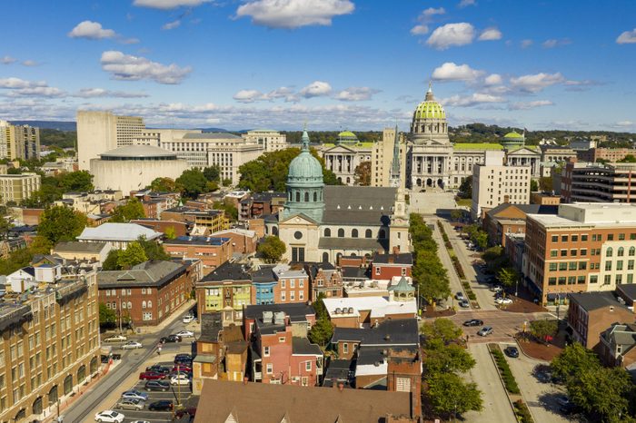 Harrisburg state capital of Pennsylvania along on the Susquehanna River
