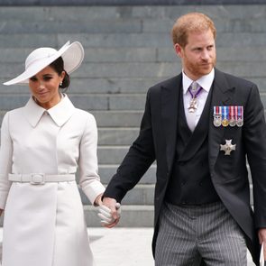 Prince Harry, Duke of Sussex and Meghan, Duchess of Sussex leave after the National Service of Thanksgiving to Celebrate the Platinum Jubilee of Her Majesty The Queen at St Paul's Cathedral on June 3, 2022 in London, England.