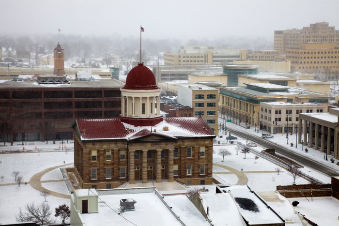 Snow storm by Old State Capitol in Springfield, Illinois
