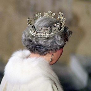 Queen Elizabeth II wearing the Diamond Diadem (a British crown jewel)