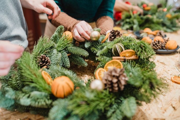 Florists Designing a Christmas Wreath