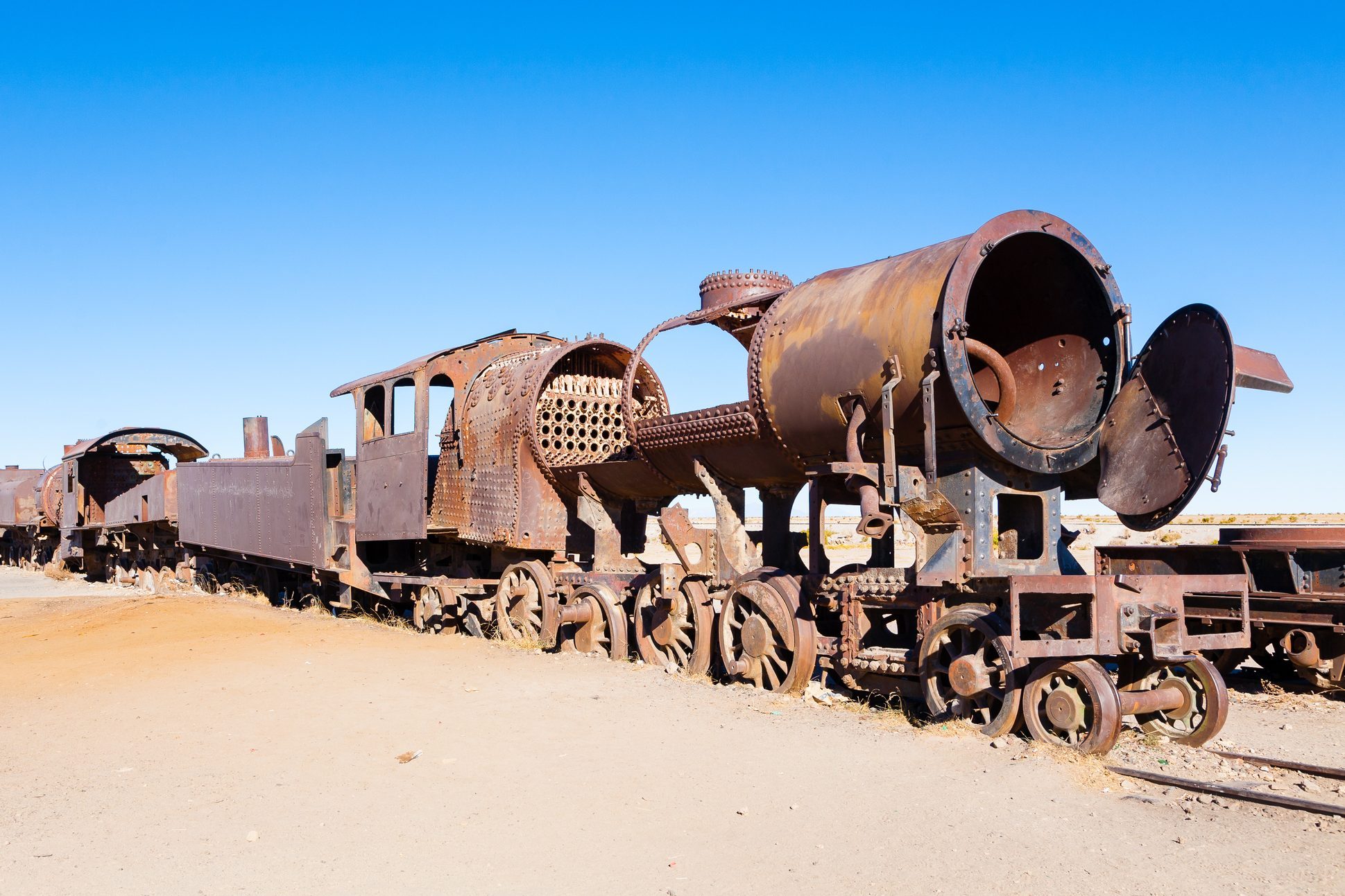 Cemetery trains in Uyuni, Bolivia