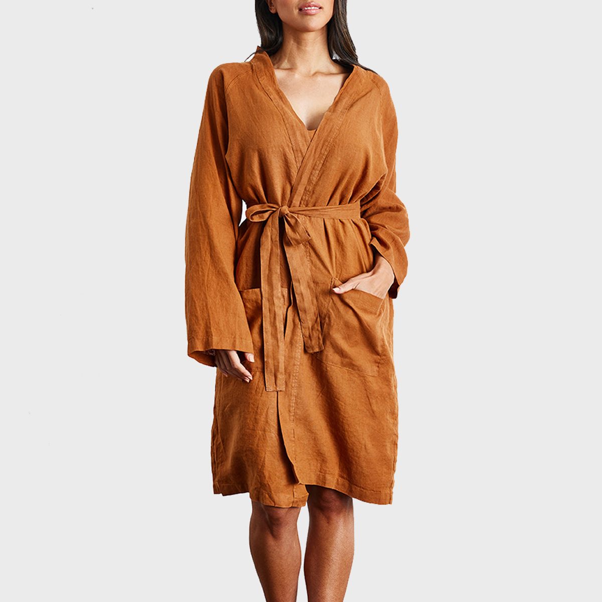 Bed Threads Rust Linen Robe