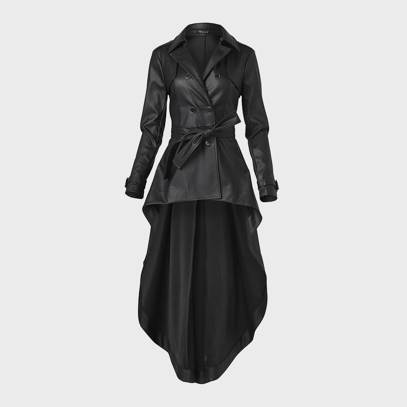 High Low Faux Leather Trench Coat Ecomm Via Venus.com