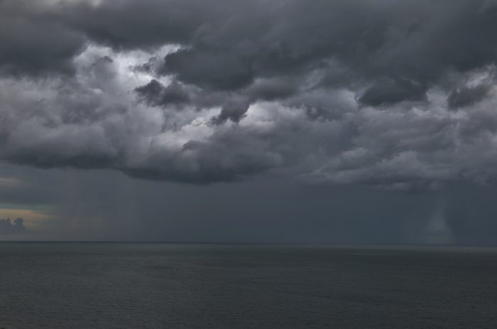 Overhead storm brings dark skies