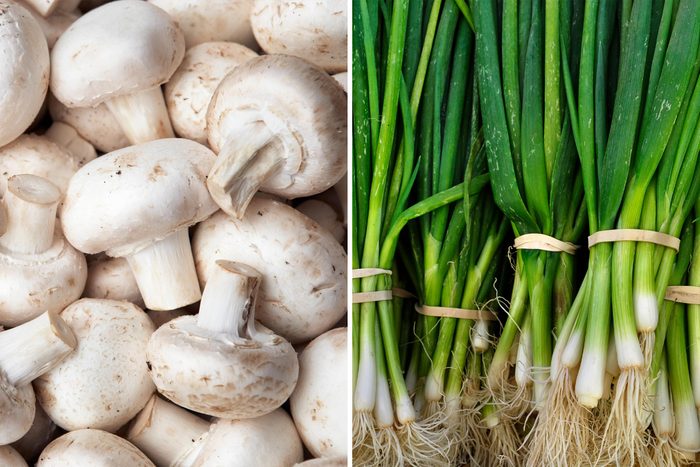 mushrooms and scallions