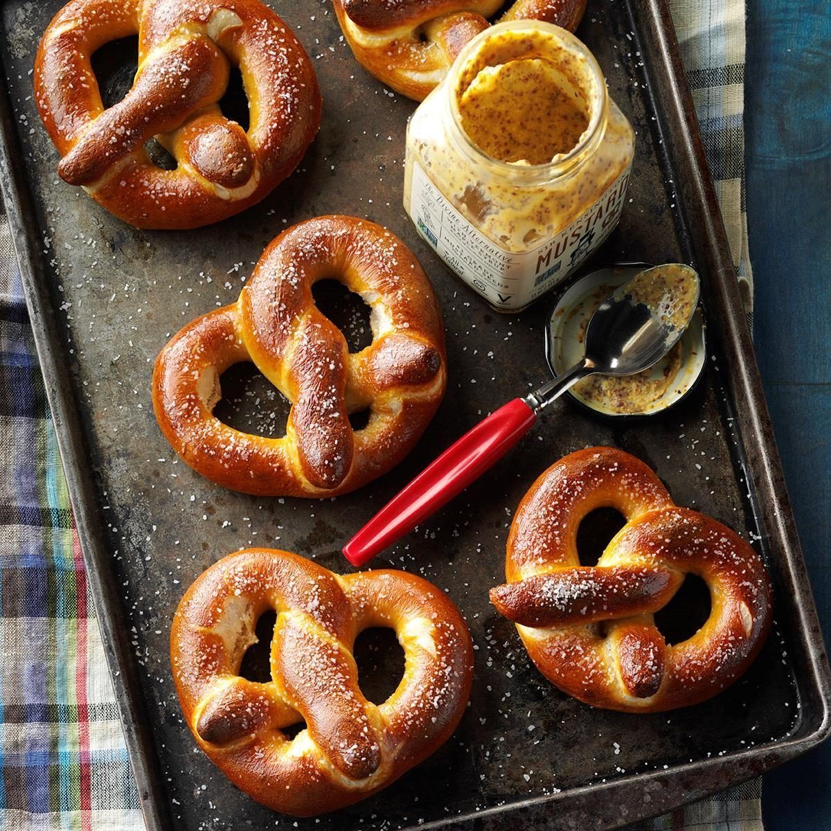 Soft Giant Pretzels with dijon mustard