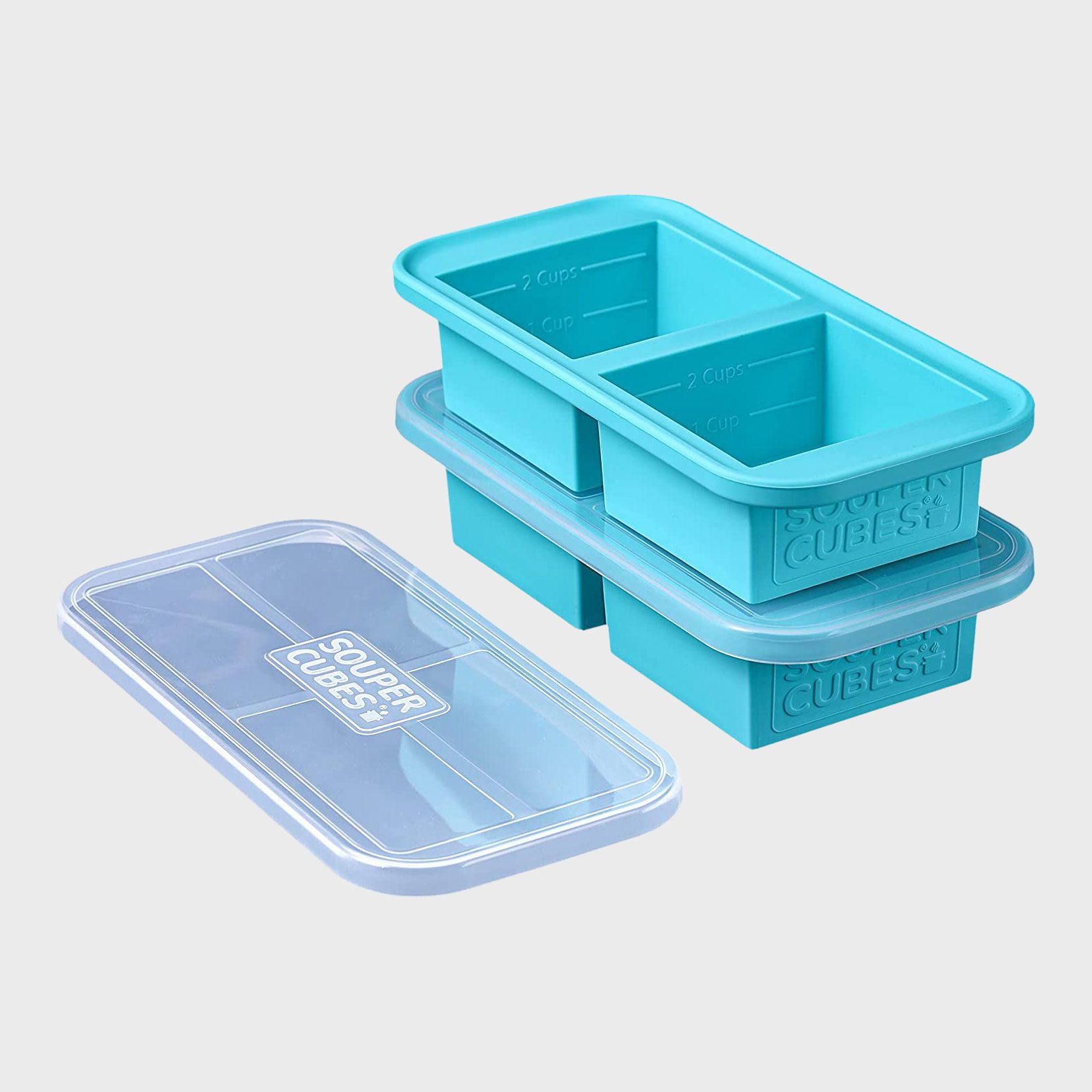 Souper Cubes 2 Cup Extra Large Silicone Freezer Tray With Lid 2 Pack