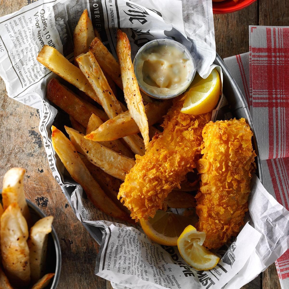 Fish And Fries with lemon and tartar sauce