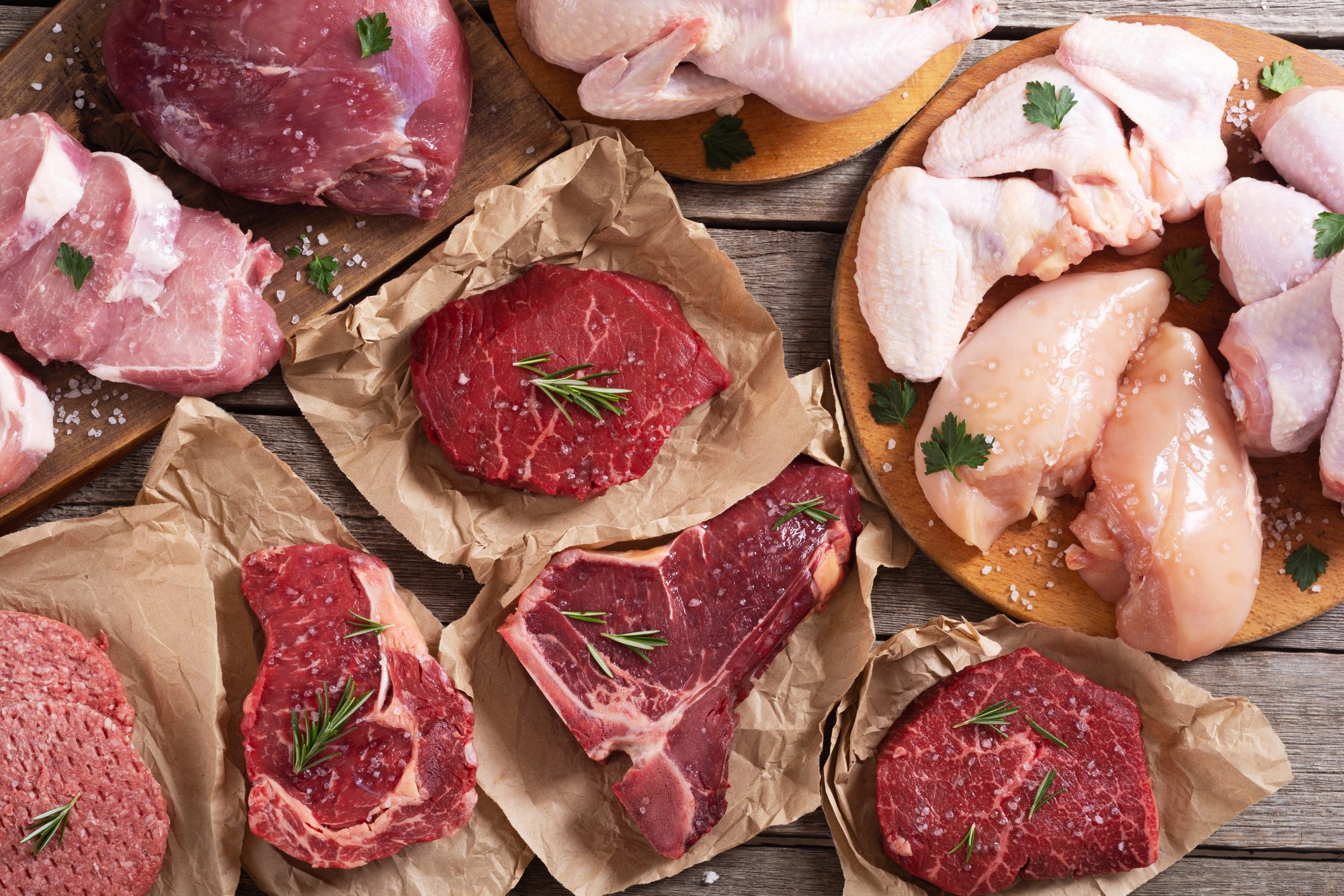 Assortment of meat from the grocery store