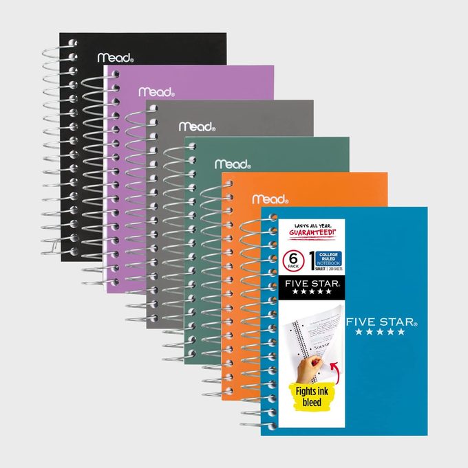 Five Star Fat Lil Spiral Notebooks 6 Pack
