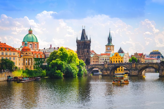 Charles Bridge over Vltava river in Prague