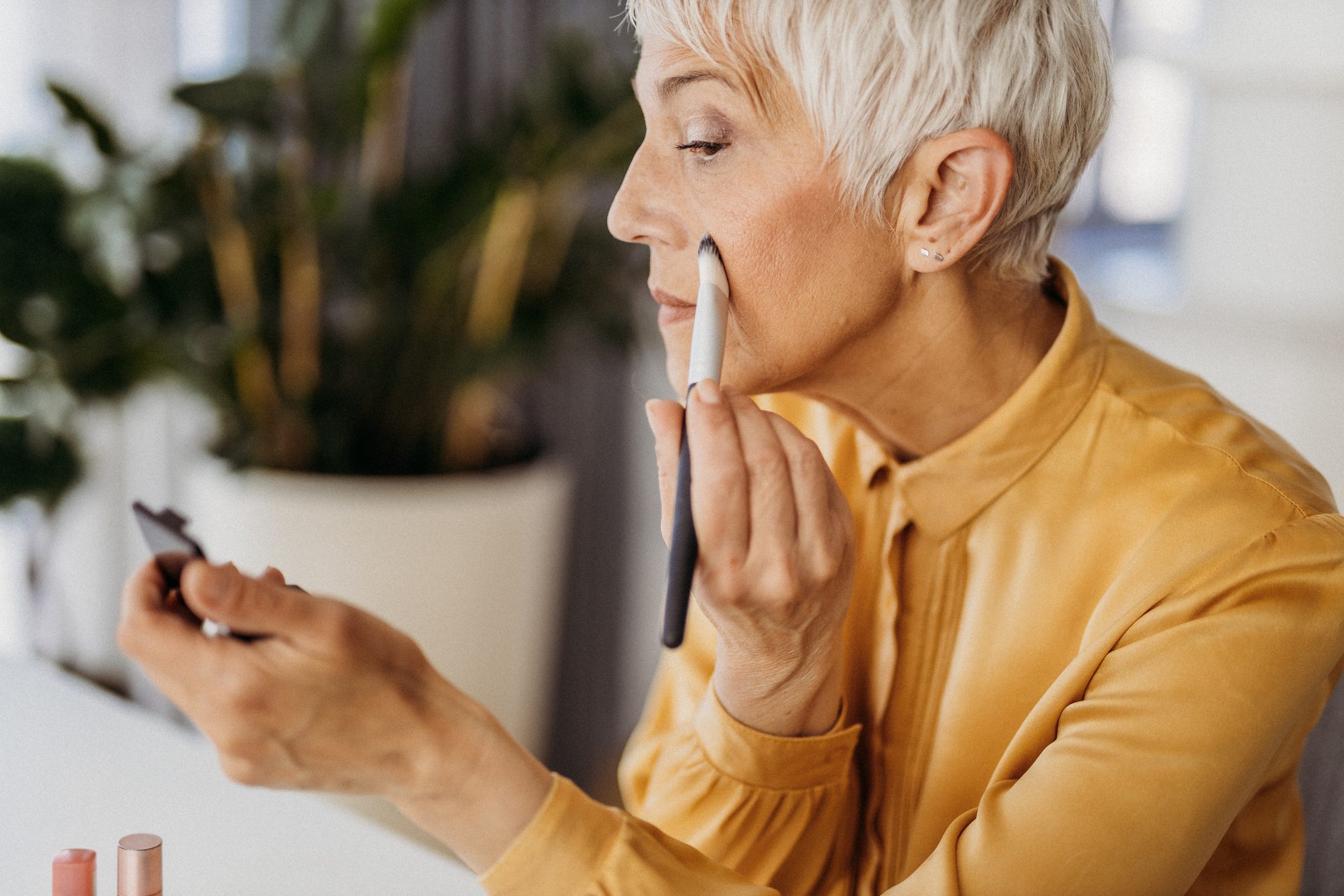 Senior woman working from home