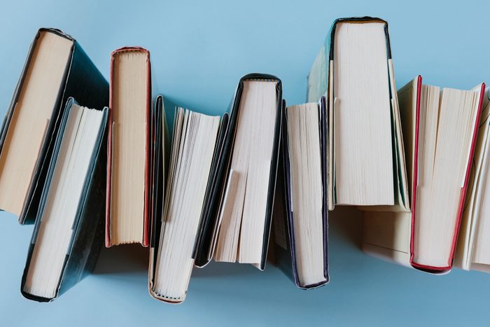 Arrangement of hardback books