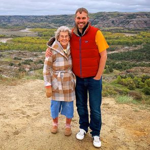 Grandma Joy and Brad at Theodore Roosevelt National Park in North Dakota