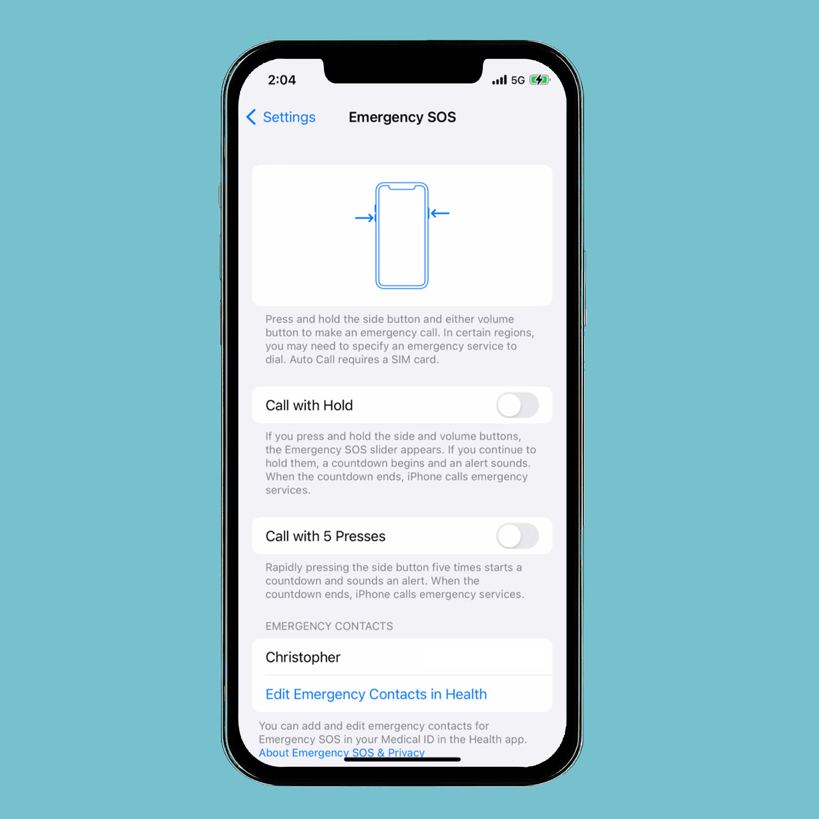 Changing SOS Emergency Settings On Iphone