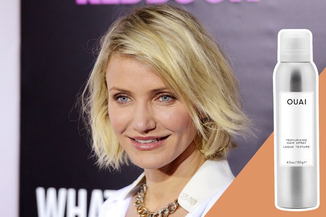Cameron Diaz with Texturizing Hair Spray product inset