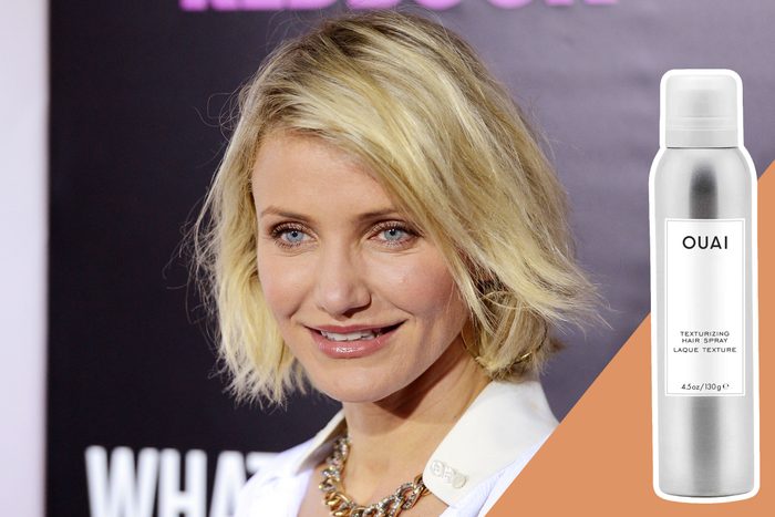 Cameron Diaz with Texturizing Hair Spray product inset