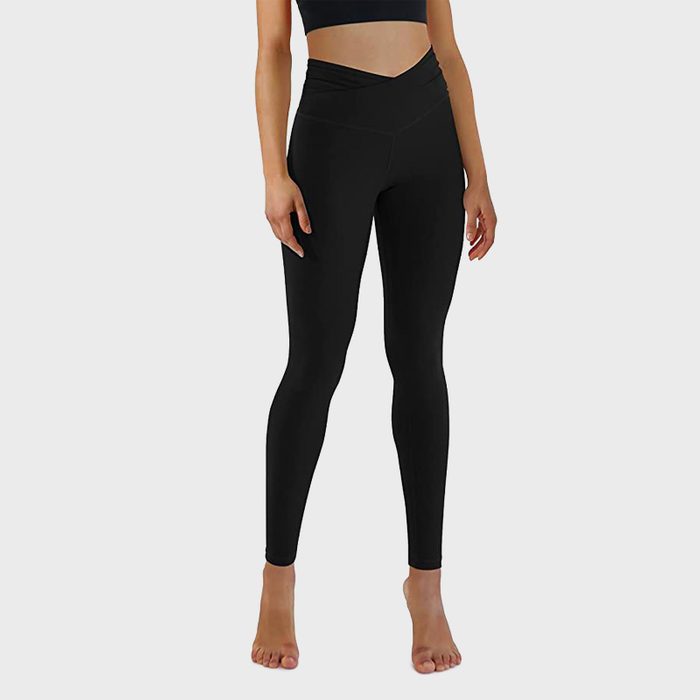 Ododos Women's Cross Waist Yoga Leggings