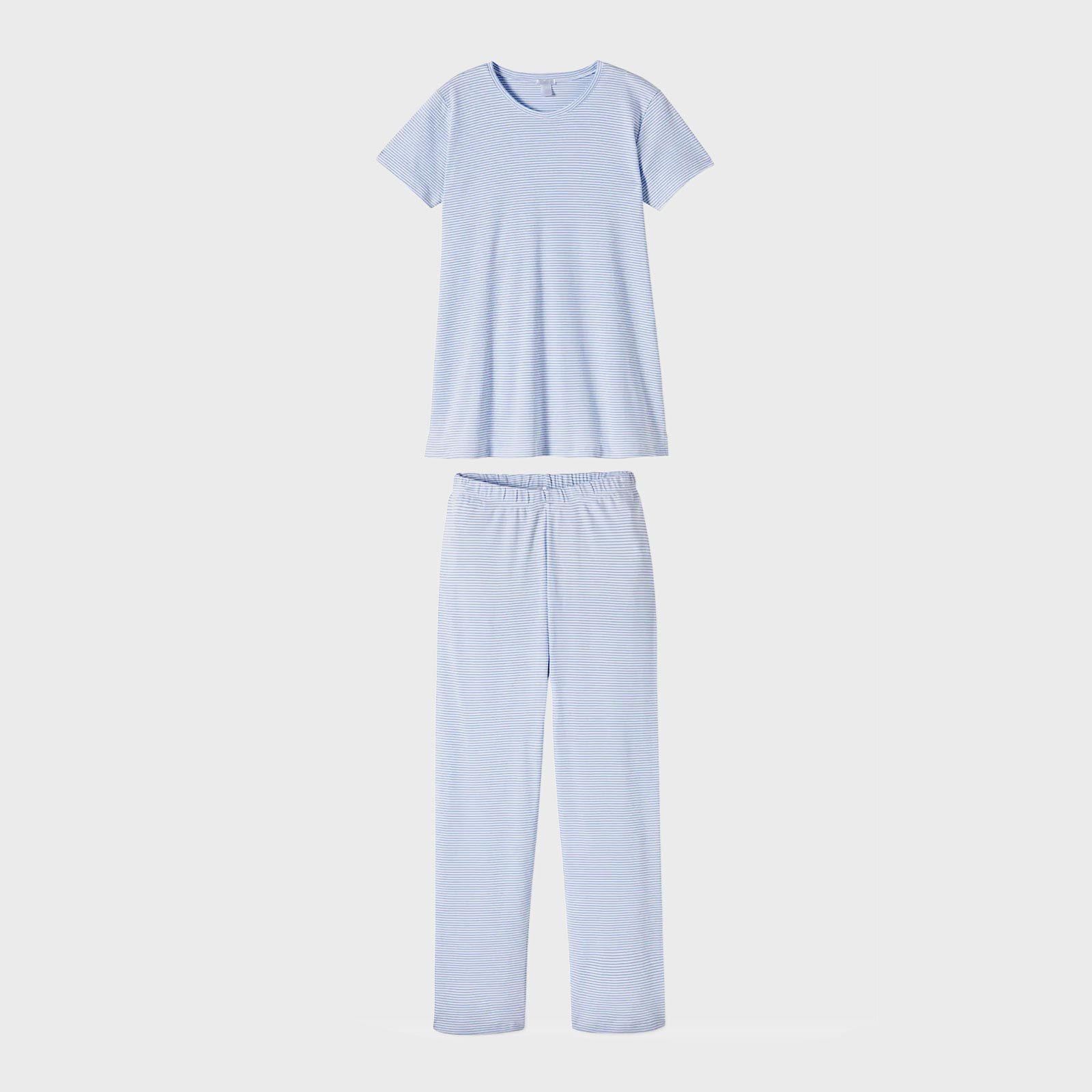 Pima Maternity Short-Long Weekend Set in French Blue