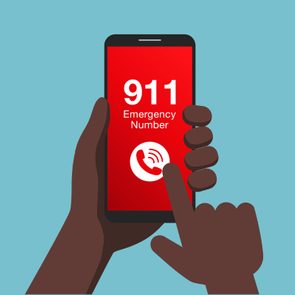 illustration of hands calling 911