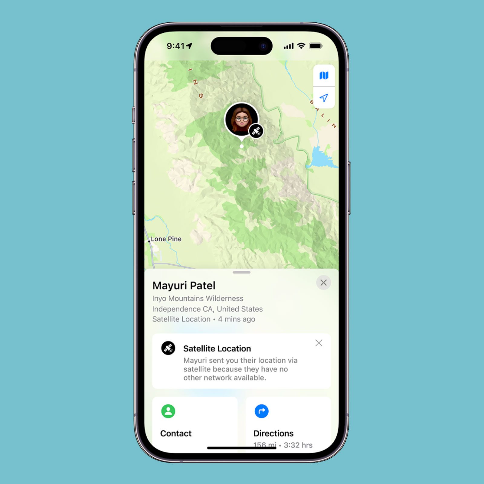 Share Location with satellite on an iPhone