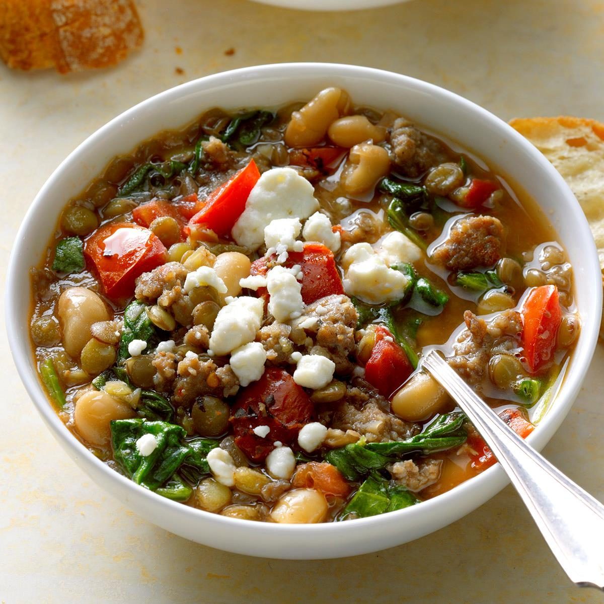 Spinach And Sausage Lentil Soup