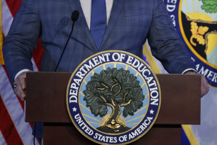 close up of department of education podium