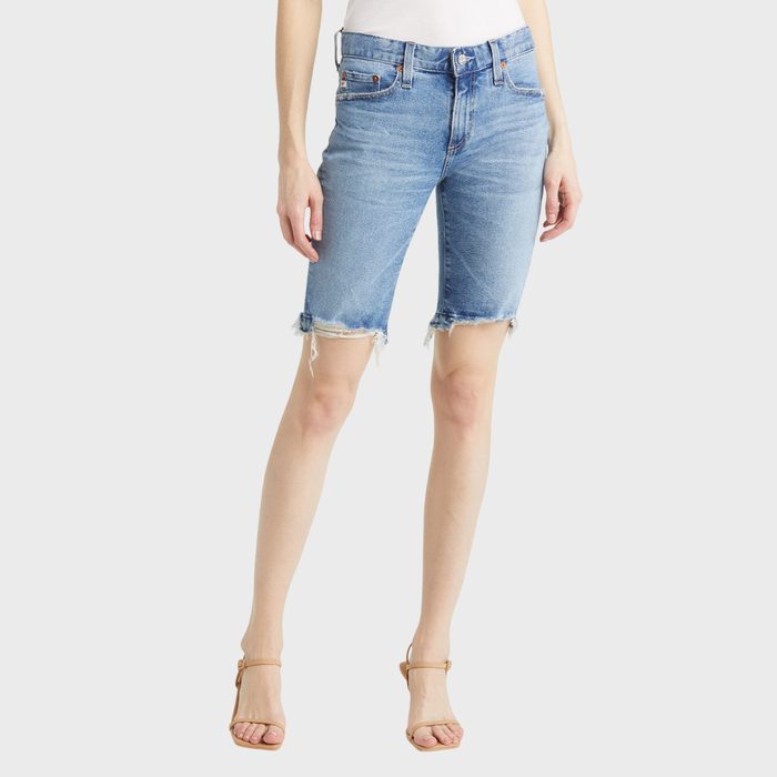 Ag Ripped Denim Bermuda Shorts