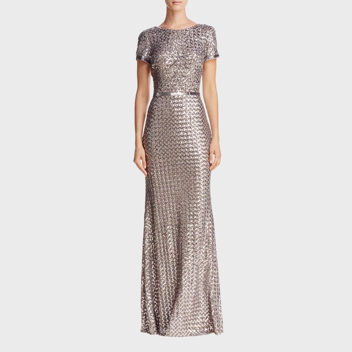 Belted Sequin Gown