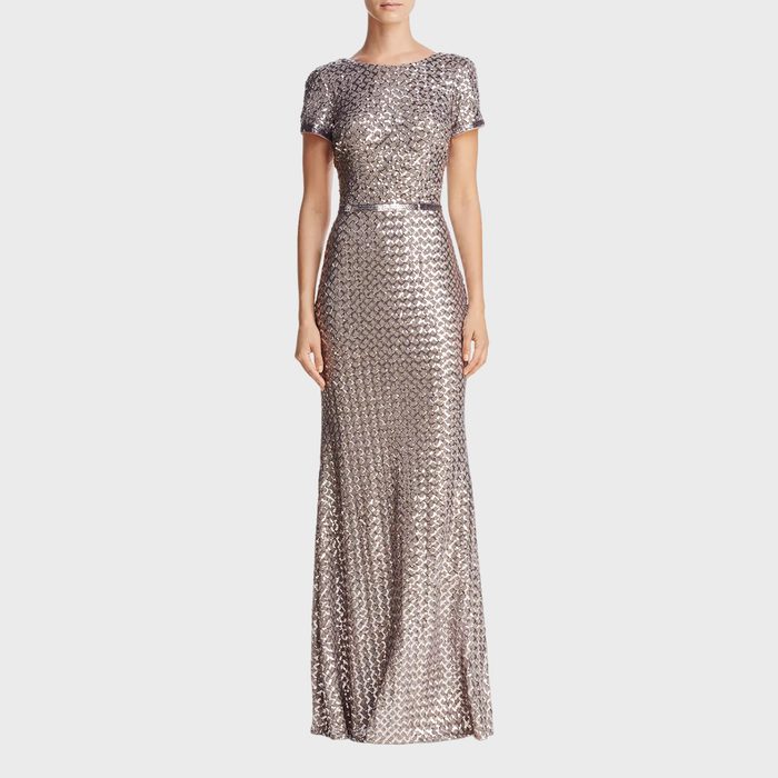 Belted Sequin Gown