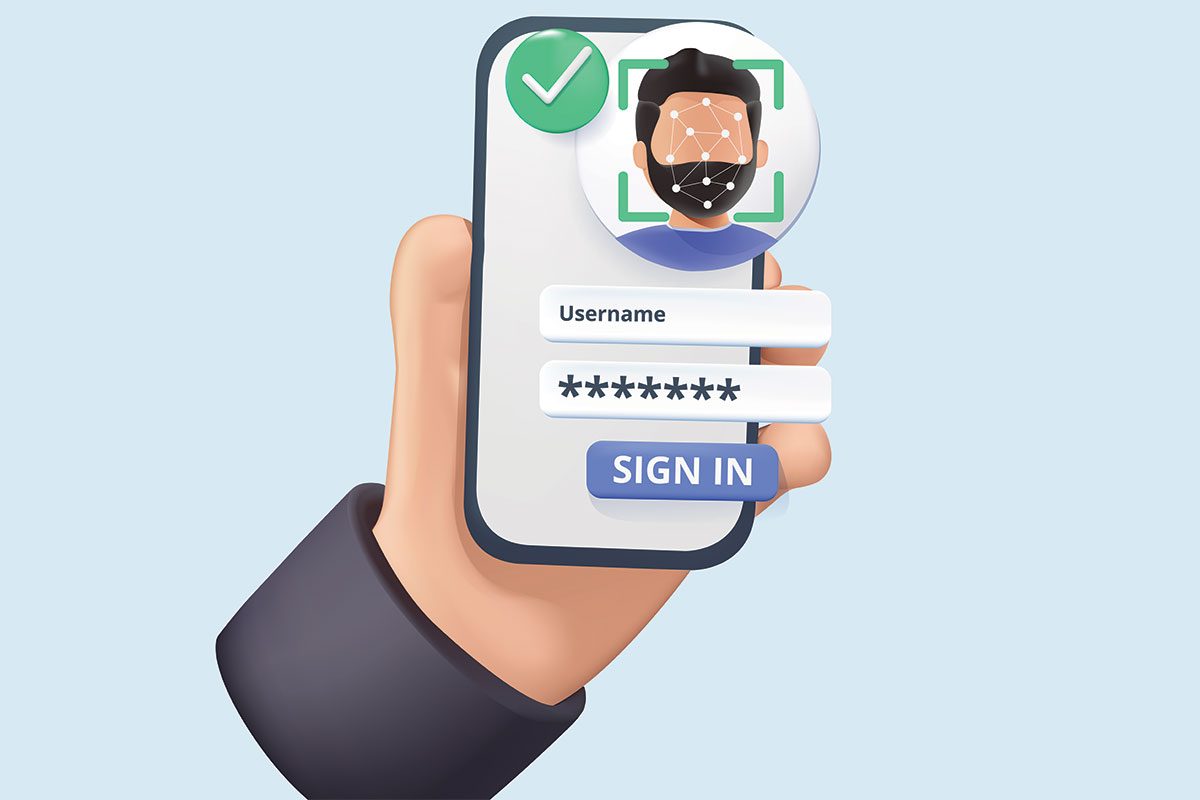 Illustration Concept of Facial Recognition Password Fill 