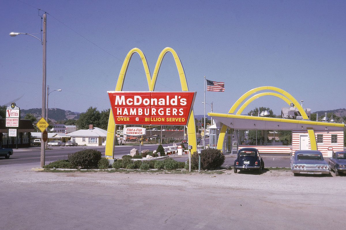 Exterior of a Mcdonald's Restaurant in circe 1970