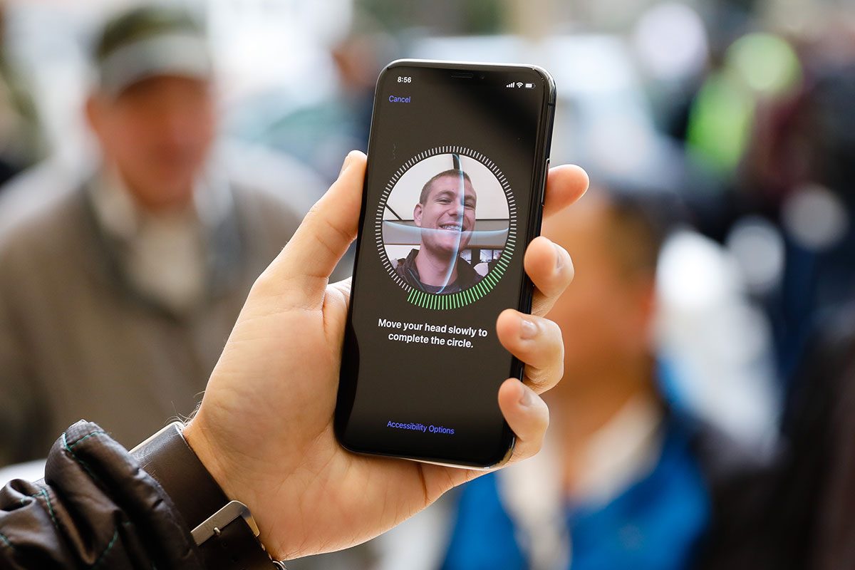 A Customer Sets up a new iPhone X at the Apple Store Union Square Location