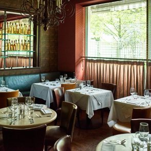 Tables set in restaurant