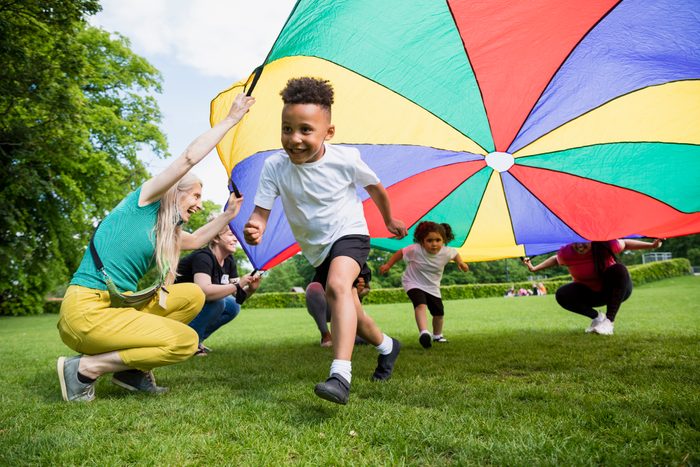 School Children with a Parachute